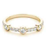 Bezel Set Split Prong Half Eternity Ring in Gold & Platinum