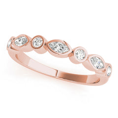 Alternating Round & Marquise Bezel Set Half Eternity Ring in Gold & Platinum