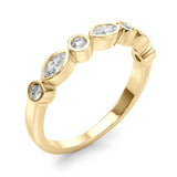 Alternating Round & Marquise Bezel Set Half Eternity Ring in Gold & Platinum
