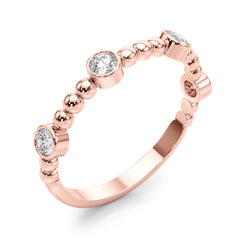 Round Bezel Set Stackable Half Eternity Ring in Gold & Platinum