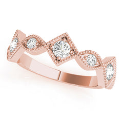 Vintage Alternating Marquise & Square Milgrain Half Eternity Ring