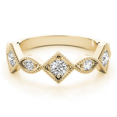 Vintage Alternating Marquise & Square Milgrain Half Eternity Ring