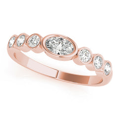 Bezel Set Stackable Oval Center Half Eternity Ring in Gold & Platinum