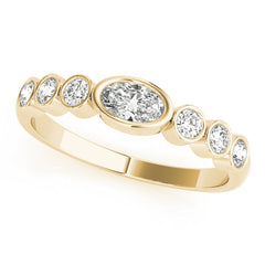 Bezel Set Stackable Oval Center Half Eternity Ring in Gold & Platinum