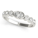 Bezel Set Stackable Oval Center Half Eternity Ring in Gold & Platinum