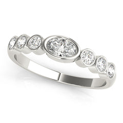 Bezel Set Stackable Oval Center Half Eternity Ring in Gold & Platinum