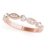 Round & Marquise Shaped Stackable Half Eternity Ring in Gold & Platinum