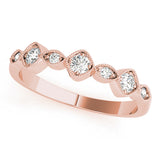 Vintage Milgrain Stackable Half Eternity Ring in Gold & Platinum