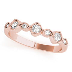 Vintage Milgrain Stackable Half Eternity Ring in Gold & Platinum