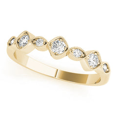 Vintage Milgrain Stackable Half Eternity Ring in Gold & Platinum