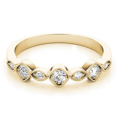 Vintage Milgrain Stackable Half Eternity Ring in Gold & Platinum