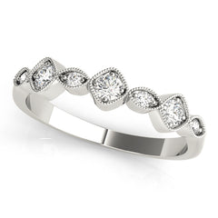 Vintage Milgrain Stackable Half Eternity Ring in Gold & Platinum