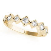 Square Shaped Milgrain Stackable Half Eternity Ring in Gold & Platinum
