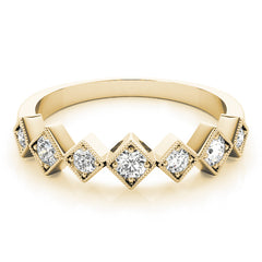 Square Shaped Milgrain Stackable Half Eternity Ring in Gold & Platinum