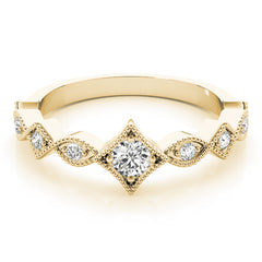 Stackable Marquise Milgrain Half Eternity Ring in Gold & Platinum