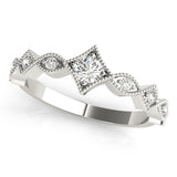 Stackable Marquise Milgrain Half Eternity Ring in Gold & Platinum