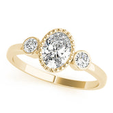 Vintage-Inspired Fashion Ring Oval Diamond Engagement Ring — 9K/18K Gold & Platinum