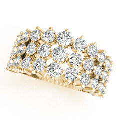 Multirow Prong Set Half Eternity Ring in Gold & Platinum