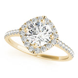 Pristine Center Halo Round Diamond Engagement Ring — 9K/18K Gold & Platinum