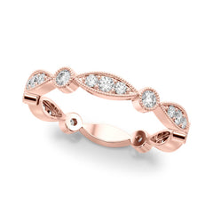 Bezel Set Stackable Milgrain Half Eternity Ring in Gold & Platinum