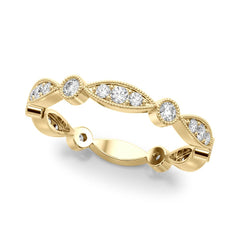 Bezel Set Stackable Milgrain Half Eternity Ring in Gold & Platinum