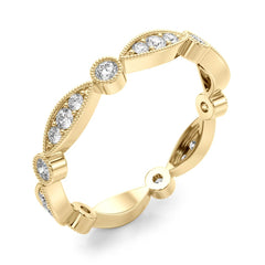Bezel Set Stackable Milgrain Half Eternity Ring in Gold & Platinum
