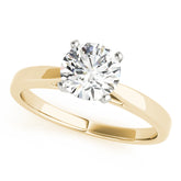 Luxe Cathedral Shank Solitaire Round Diamond Engagement Ring — 9K/18K Gold & Platinum
