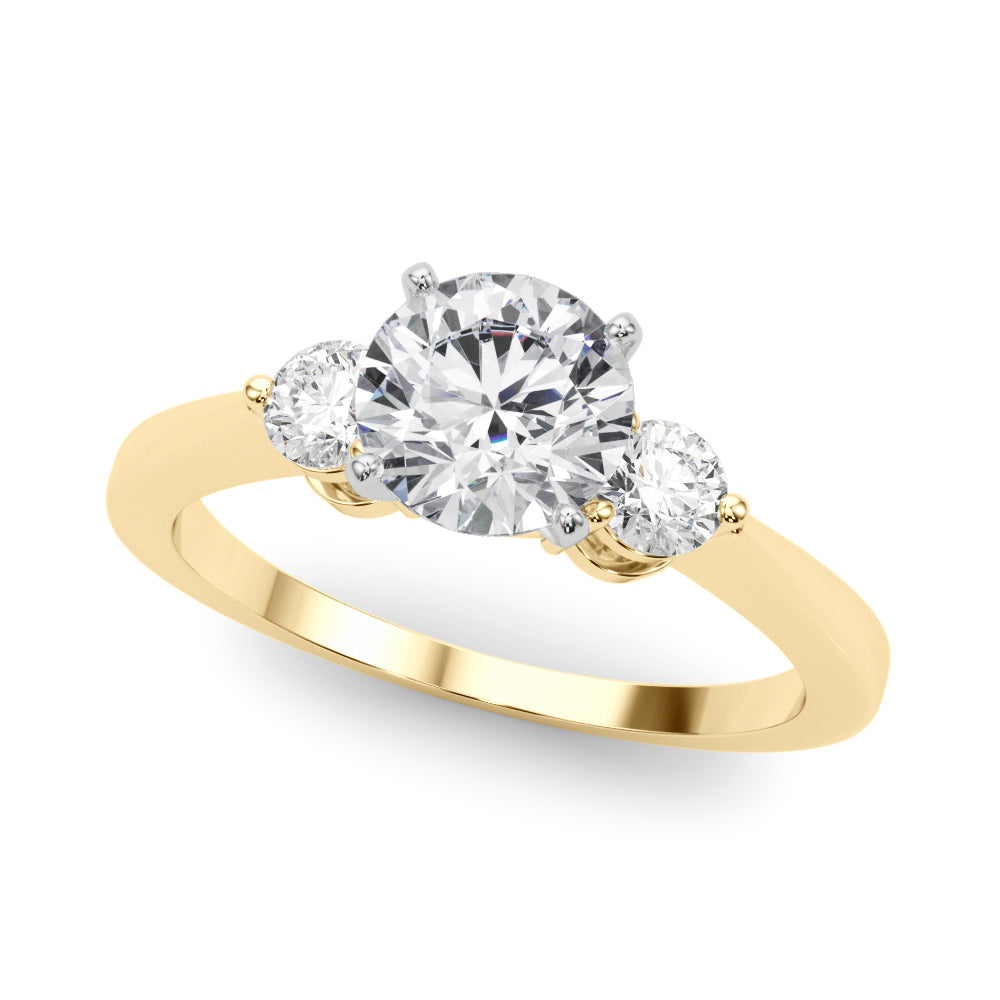 Lab-Grown Round Cut Diamond Three Stone Engagement Ring In 18k White Gold