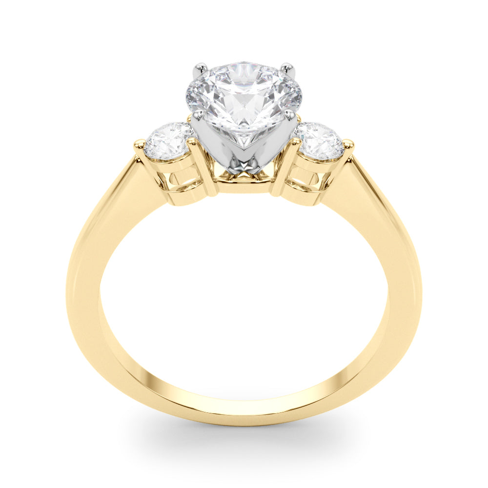 Lab-Grown Round Cut Diamond Three Stone Engagement Ring In 18k White Gold