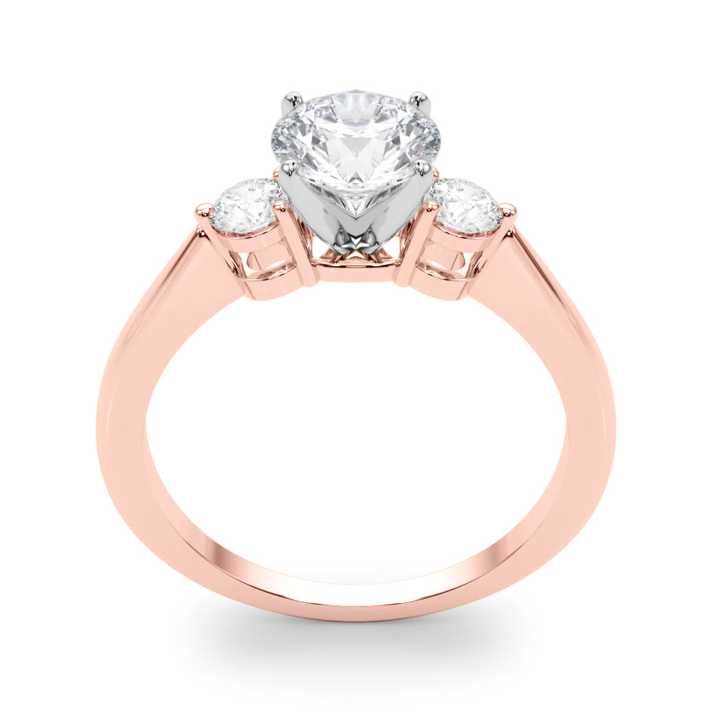 Lab-Grown Round Cut Diamond Three Stone Engagement Ring In 18k White Gold