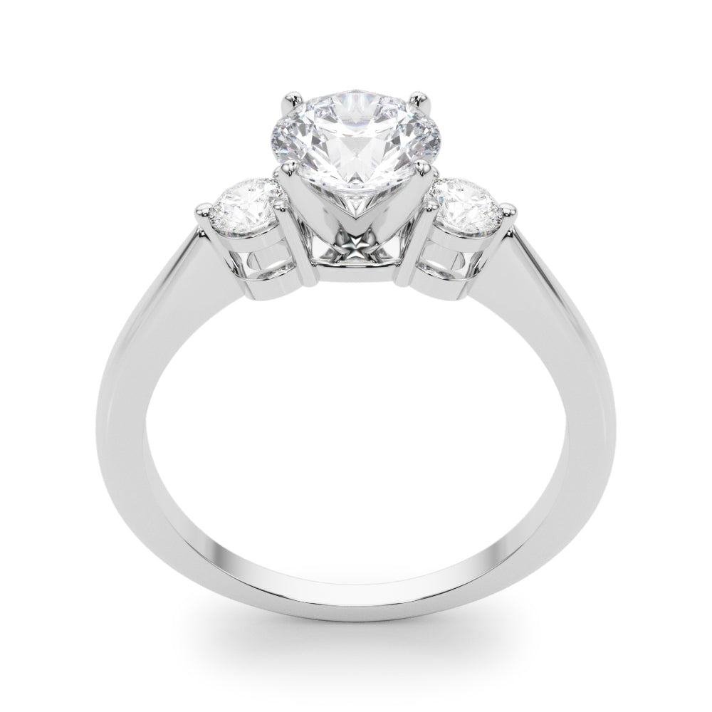 Lab-Grown Round Cut Diamond Three Stone Engagement Ring In 18k White Gold