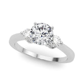Adored Three-Stone Ring Round Diamond Engagement Ring — 9K/18K Gold & Platinum