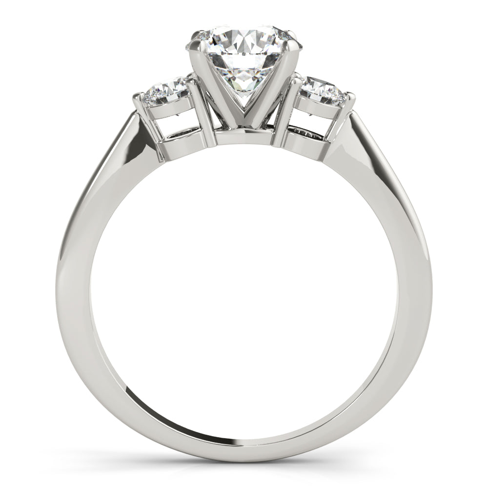 Lab-Grown Round Cut Diamond Three Stone Engagement Ring In 18k White Gold