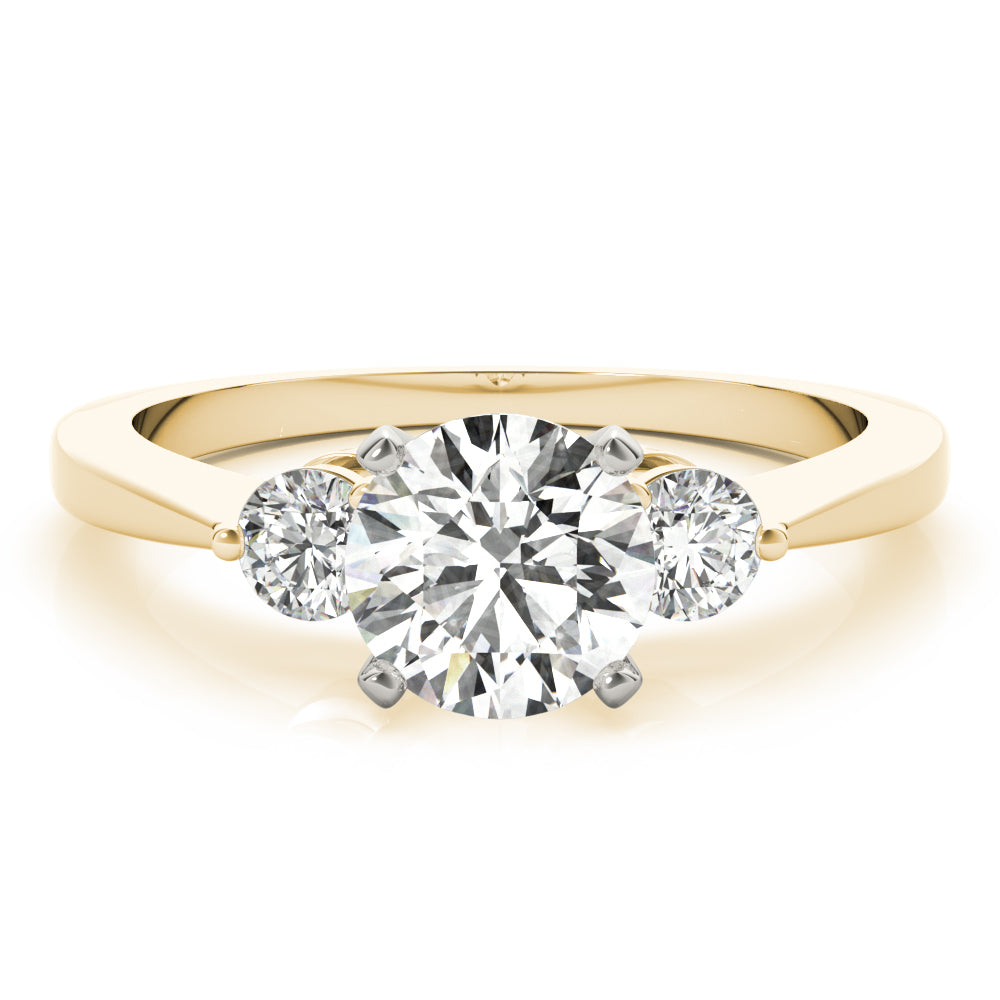 Lab-Grown Round Cut Diamond Three Stone Engagement Ring In 18k White Gold