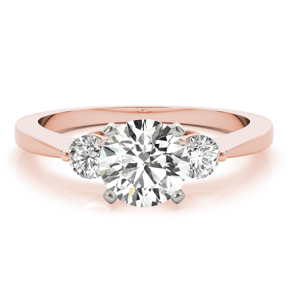 Lab-Grown Round Cut Diamond Three Stone Engagement Ring In 18k White Gold