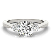 Lab-Grown Round Cut Diamond Three Stone Engagement Ring In 18k White Gold