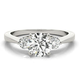 Lab-Grown Round Cut Diamond Three Stone Engagement Ring In 18k White Gold