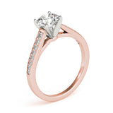 Classic Cathedral Semi Mount Ring Round Diamond Engagement Ring — 9K/18K Gold & Platinum