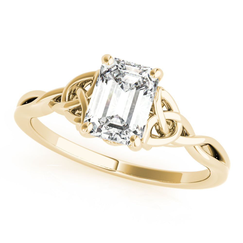 Lab-Grown Emerald Cut Diamond Intertwined Knot Solitaire Engagement Ring