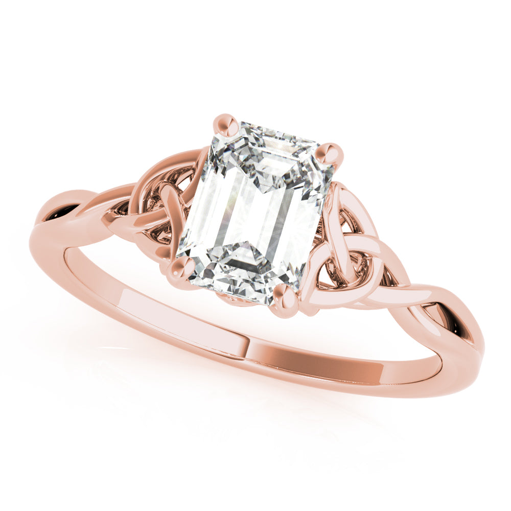 Lab-Grown Emerald Cut Diamond Intertwined Knot Solitaire Engagement Ring