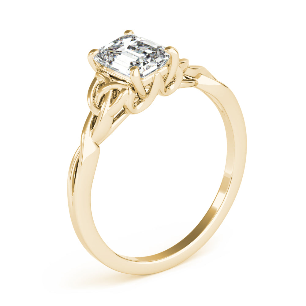 Lab-Grown Emerald Cut Diamond Intertwined Knot Solitaire Engagement Ring