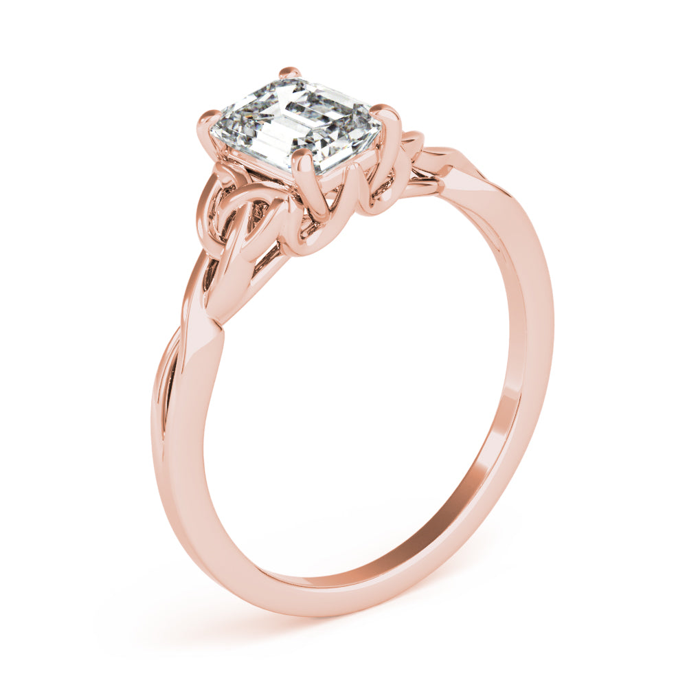 Lab-Grown Emerald Cut Diamond Intertwined Knot Solitaire Engagement Ring
