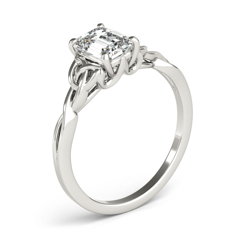 Lab-Grown Emerald Cut Diamond Intertwined Knot Solitaire Engagement Ring
