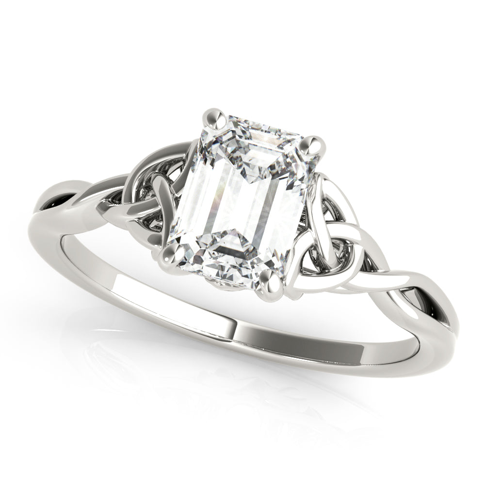 Lab-Grown Emerald Cut Diamond Intertwined Knot Solitaire Engagement Ring