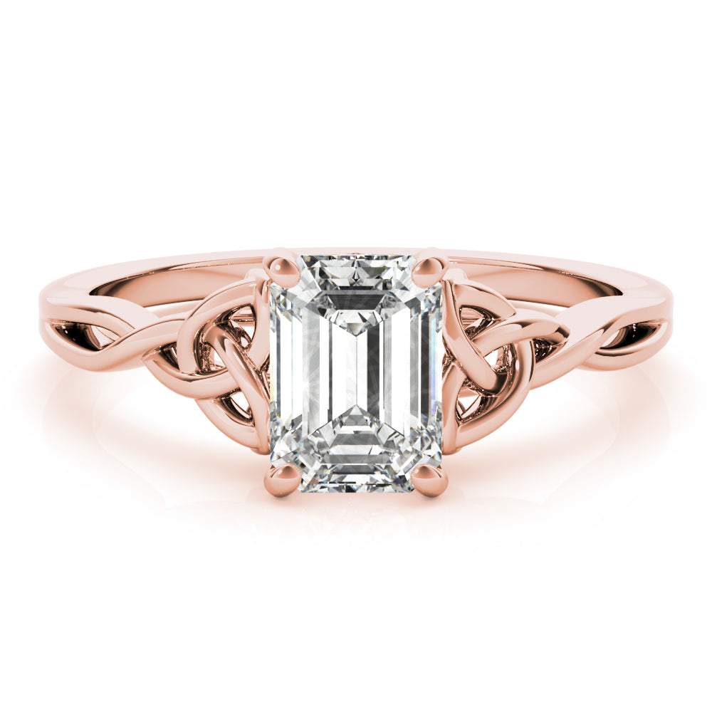 Lab-Grown Emerald Cut Diamond Intertwined Knot Solitaire Engagement Ring