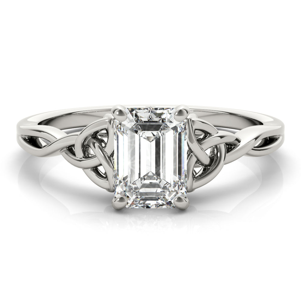 Lab-Grown Emerald Cut Diamond Intertwined Knot Solitaire Engagement Ring