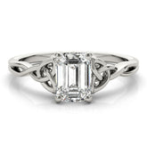 Lab-Grown Emerald Cut Diamond Intertwined Knot Solitaire Engagement Ring