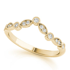 Diamond Chevron Half Eternity Ring in Gold & Platinum