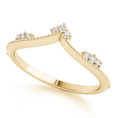 Chevron Milgrain Diamond Half Eternity Ring in Gold & Platinum