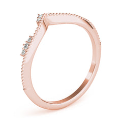 Chevron Milgrain Diamond Half Eternity Ring in Gold & Platinum